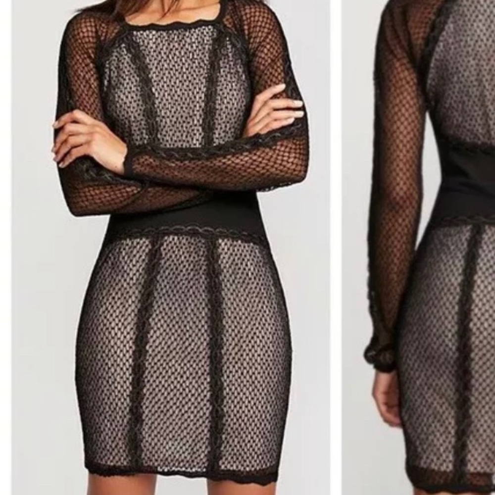 FREE PEOPLE MIXED MESH BODYCON DRESS NWT